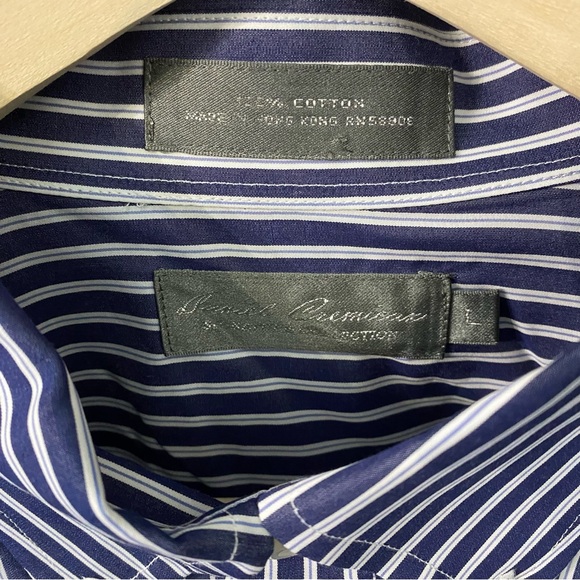 Daniel Cremieux Signature Collection Blue with White Stripes Long Sleeve Shirt - Picture 3 of 5
